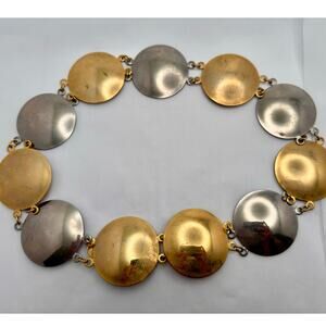 Vintage 1970s GIVENCHY Two-Tone Metal Disc Link Belt Statement Runway Piece